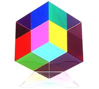 iKeelo Cube de Couleurs (60mm) avec Support - Cyan, Magenta, Jaune - Cube Optique Magique, Jouet Physique Fantaisie pour Anniversaire et Noël
