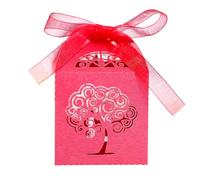 iKesoce Lot de 30 boîtes cadeaux de Noël, boîtes d'arbres de vie pour dragées, boîtes à dragées de mariage, boîte en papier pour première communion, baptême, mariage, remise de diplôme, rouge