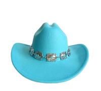 IKFGTJRE Chapeau de Cowboy Rose Chapeau de cowboy Fedora, Double concave, chaîne Concho, large bord, équitation Pour les fêtes(Color 11)