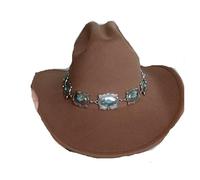 IKFGTJRE Chapeau de Cowboy Rose Chapeau de cowboy Fedora, Double concave, chaîne Concho, large bord, équitation Pour les fêtes(Color 14)