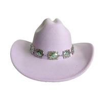IKFGTJRE Chapeau de Cowboy Rose Chapeau de cowboy Fedora, Double concave, chaîne Concho, large bord, équitation Pour les fêtes(Color 04)