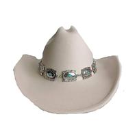 IKFGTJRE Chapeau de Cowboy Rose Chapeau de cowboy Fedora, Double concave, chaîne Concho, large bord, équitation Pour les fêtes(Color 02)