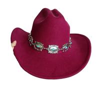 IKFGTJRE Chapeau de Cowboy Rose Chapeau de cowboy Fedora, Double concave, chaîne Concho, large bord, équitation Pour les fêtes(Color 13)