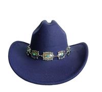 IKFGTJRE Chapeau de Cowboy Rose Chapeau de cowboy Fedora, Double concave, chaîne Concho, large bord, équitation Pour les fêtes(Color 01)