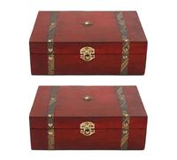 IKFGTJRE Coffre au Trésor Boîte de rangement en bois for bijoux, trésors, vitrine, décoration de bureau(2Pcs)