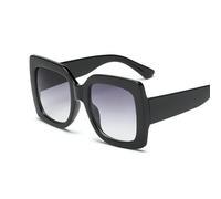 IKFGTJRE Lunette de Soleil Lunettes de soleil carrées surdimensionnées for femmes, verres transparents, trois couleurs, grande monture, lunettes de fête(Black)
