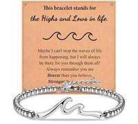 IKIATY Cadeau inspirant pour femme, bracelet inspirant Wave of Life avec inscription « Thinking of You Cheer Up Get Well » - Cadeau d'encouragement pour les femmes et les amis, la vie est dure mais