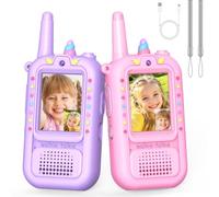 iKidiki Talkie Walkie Enfants Video, Jouet Fille 3 4 5 6 7 8 Ans Talky Walky Enfant Rechargeable Idee Cadeau Licorne Fille 3-8 Ans Anniversaire Jouet de Enfant 3-12 Ans Toki Walki Jeu 3 4 5 Ans