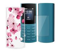 Ikiiqii Coque pour Nokia 105 4G 2023 (1.80") + HD Haute Qualité Verre Trempé Écran, Phone Case Cover Étui Souple Silicone Clear TPU Housse Protection Bumper+Film Protection - Fleurs Roses