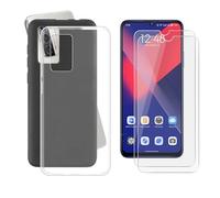 Ikiiqii Coque pour Wiko 10 (6.74") Cover Case Étui Souple Silicone TPU Housse Black+Transparent +2 Pack HD Haute qualité Verre trempé écran Film Protection écran