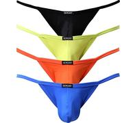 iKingsky String sous-vêtements Homme Hipster Push up Soyeux Tanga pour Homme avec Dos en T (L, Pack de 4)