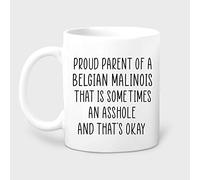 IKJHG Mug avec chien malinois belge, fier parent d'un malinois belge, idée cadeau unique blanche 325 ml