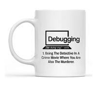 IKJHG Mug humoristique en porcelaine « Debugging Being The Detective in A Crime » - 325 ml - Inspiration amusante et sarcasme