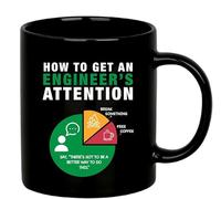 IKJHG Tasse à café humoristique en céramique avec inscription « How to Get an Engineer's Attention » pour petit ami, mari, étudiant, fils, fille, collègue, ami, de la part de papa, maman, épouse,