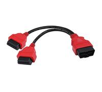 iKKEGOL Câble d'extension OBDII à profil ultra bas de 30 cm, câble répartiteur OBD II 2 Y, 1 mâle vers 2 ports double femelle Y J1962, adaptateur de connecteur d'extension rouge