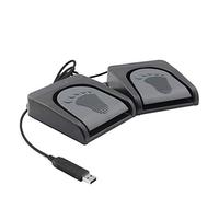 iKKEGOL Double pédale USB mise à niveau - 2 boutons de contrôle - 2 boutons - Programme de jeu vidéo personnalisé - Clavier PC - Souris - Action multimédia HID (noir)