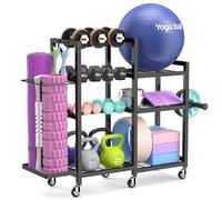 ikkle Support d'haltères à 7 niveaux, support d'haltères multifonction avec | Rangement pour haltères, kettlebells, bloc de yoga, tapis de yoga avec crochets pour la maison, la salle de yoga, le fitness