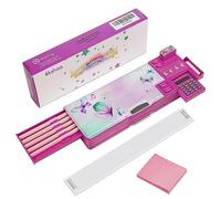 ikkshaa Trousse à crayons pop-up pour filles avec calculatrice, taille-crayon, fournitures scolaires mignonnes multifonctionnelles, organisateur de papeterie, cadeau d'anniversaire dans une boîte