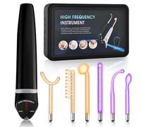 iklestar Bâton à haute fréquence pour le visage, baguette haute fréquence avec 6 tubes en verre, kit de machine faciale portable pour un usage domestique