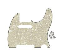 IKN 8 Trous 4 Plis Vieilli Perle TL Pickguard Plaque de Protection de Trou de Cou à Bobine Simple avec vis de Montage pour Remplacement de Plaque de TL Te Standard américain/Mexicain