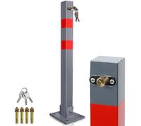 Ikodm 1 poteau de parking pliable, barrière de parking avec bandes réfléchissantes, pied robuste, barrière de parking en acier avec 3 clés, borne de parc stable