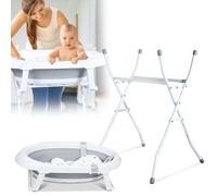 Ikodm Baignoire pliable pour bébé avec structure, tapis, évacuation et support - Sans danger pour votre bébé