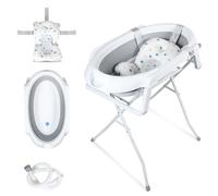 Ikodm Baignoire pour bébé avec support, pliable, avec support antidérapant, tapis de bain, insert de bain pour nouveau-né, gris