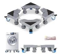 Ikodm Base de machine à laver réglable avec 8 pieds et 4 roues, largeur 40-68 cm, base mobile réglable pour réfrigérateur et sèche-linge