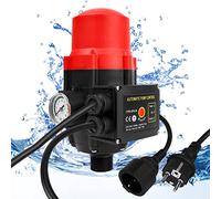 Ikodm Commande de pompe avec indicateur de bar et câble, Pressostat de 10 bar Marche/Arrêt Automatique Pression d'eau Constante pour Jardin Maison, Contrôle la pression de l'eau, Rouge