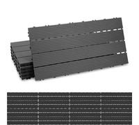 Ikodm Dalles de Terrase en WPC, 30x60cm 18 pièces/3 m² Dalles avec Système de Drainage, Découpables, Système plug-in Facile à poser, pour Terrasse de Balcon Patio Jardin Piscine, Anthracite