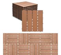 Ikodm Dalles de Terrasse en Bois WPC, 30x30cm 33 Pièces/3 m², Jardin Extérieur, Découpables, Système Plug-in Facile à Poser, Avec Système de Drainage, Marron