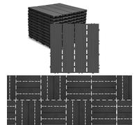 Ikodm Dalles de Terrasse en Bois WPC, 30x30cm 33 Pièces/3 m², Jardin Extérieur, Découpables, Système Plug-in Facile à Poser, Avec Système de Drainage, Anthracite