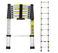 Ikodm Échelle télescopique en aluminium - 2,6 m - Antidérapante - Multifonction - Extensible - Charge maximale : 150 kg