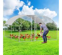 Ikodm Enclos pour poulaillers - 3 x 4 x 2 m XXL - Avec porte et verrou - Tissu Oxford imperméable - Pour poules et petits animaux - Enclos avec filet