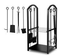 Ikodm Étagère à bois de cheminée intérieure et extérieure, étagère métal pour bois de chauffage 37 x 33 x 74 cm, aide à l'empilage