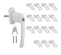 Ikodm Lot de 16 poignées de fenêtre verrouillables en aluminium - Sécurité enfant - Avec serrure - 32 paires de clés identiques (blanc)
