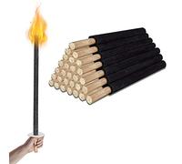Ikodm Lot de 25 flambeaux torches en cire, avec protection pour les mains et Poignée en bois extra longue, temps de combustion:90-100min, torches de jardin pour Randonnées/Feu de camp