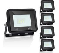Ikodm Lot de 5 projecteurs LED, spots LED d'extérieur - 10 W - Super lumineux - 900 lm - 3000 K - Blanc chaud - IP66 - Pour garage, terrain de sport, arrière-cour