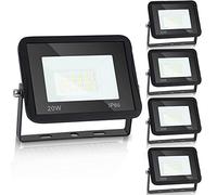Ikodm Lot de 5 spots LED d'extérieur 20 W 6000 K blanc lumière du jour LED 1700 lm super lumineux étanche pour jardin, garage, terrain de sport, mariage