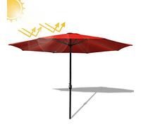 Ikodm Parasol de jardin rouge Ø 350 cm avec manivelle - Parasol de jardin déporté - Protection UV 50+ - À manivelle - Imperméable - Pour jardin, terrasse, balcon, sans support, rouge