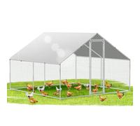 Ikodm Poulailler XXL 3 x 3 x 2 m avec serrure, enclos pour animaux, en acier galvanisé, enclos d'extérieur pour poulailler et petits animaux