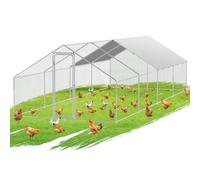 Ikodm Poulailler XXL 3 x 8 x 2 m avec serrure, enclos pour animaux, en acier galvanisé, enclos d'extérieur pour poulailler et petits animaux