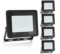Ikodm Projecteur extérieur LED, d'éclairage extérieur 5x 50W, étanche IP66, projecteur de projecteur extérieur blanc chaud 8500LM super lumineux 3000K pour terrain de sport de garage de jardin