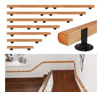 Ikodm Rampe d'escalier en bois de pin 80 cm pour escalier, main courante murale, escalier, montage latéral, avec supports muraux, matériel de montage, pour l'intérieur, bois semi-circulaire