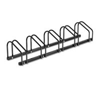 Ikodm Râtelier à vélo pour 5 vélos avec espacement des roues de 30 cm pour une largeur de pneu de 35 à 55 mm, support de vélo, support de vélo, support de vélo, support au sol et montage mural, noir