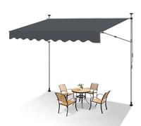 Ikodm Store de balcon avec barres latérales rétractables rallongées, 200 cm de large, avec manivelle, résistant aux UV, réglable en hauteur, protection solaire, anthracite
