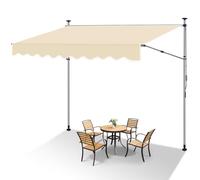 Ikodm Store de balcon avec barres latérales rétractables rallongées, 200 cm de large, avec manivelle, résistant aux UV, réglable en hauteur, protection solaire, beige