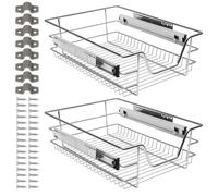 Ikodm Tiroir de cuisine télescopique, 2 x 40 cm, en métal, extensible, pour armoire de cuisine, pour lave-vaisselle