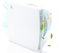 Ikodm Ventilateur de salle de bain 150 mm avec capteur d'humidité et clapet anti-retour, ventilateur d'extraction au plafond et montage mural, pour cuisine, fenêtre loft et cave, silencieux