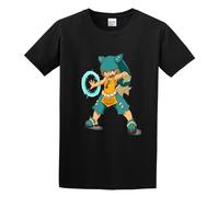 IKOKO Men Sleeve Wakfu Unisex 100% Cotton Short-Sleeve T-Shirts Black XXL